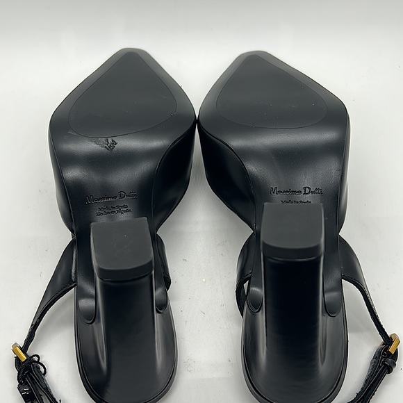 Massimo Dutti NWT Black Leather Pointed Toe Block Heels Sandals Shoes *Sz 5*🔥🔥 - Picture 7 of 7